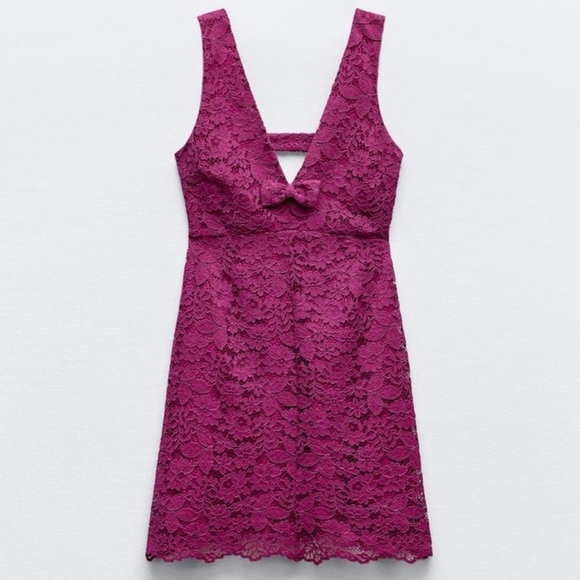 Zara Dresses & Skirts - Zara Lace Mini Pinafore Dress